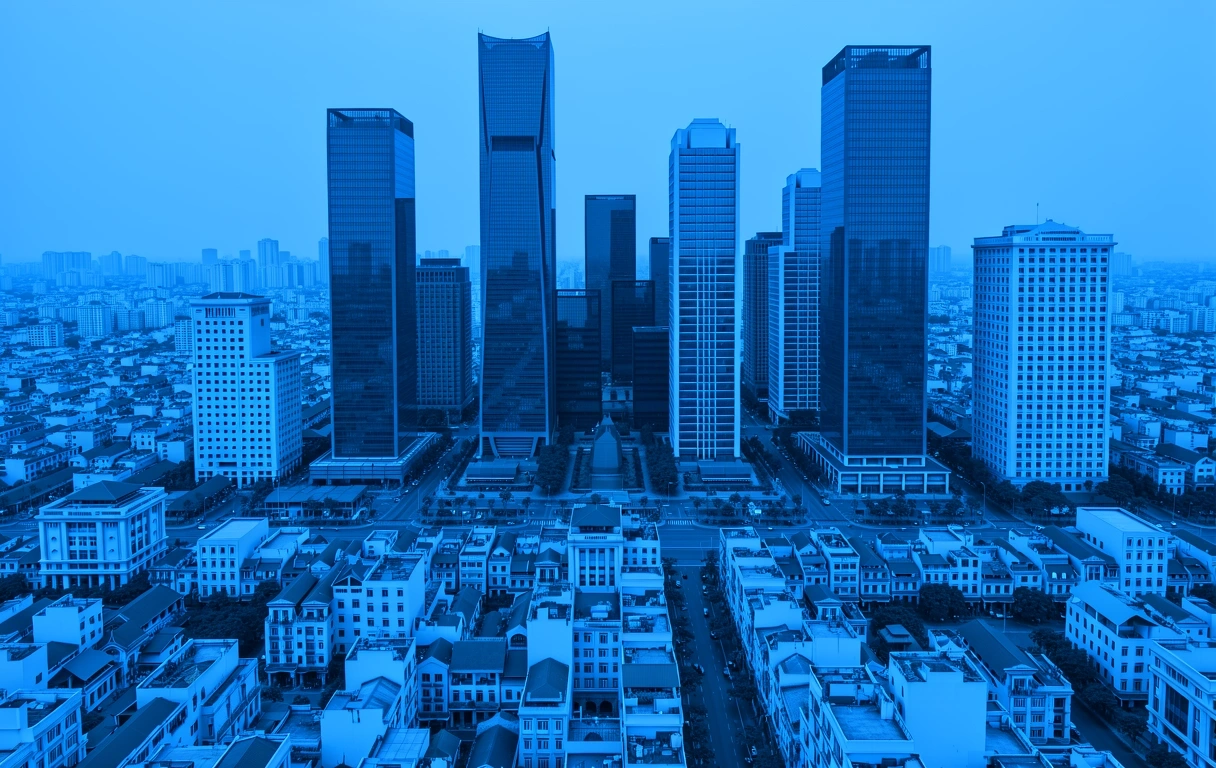 Commercial district landscape in Hanoi